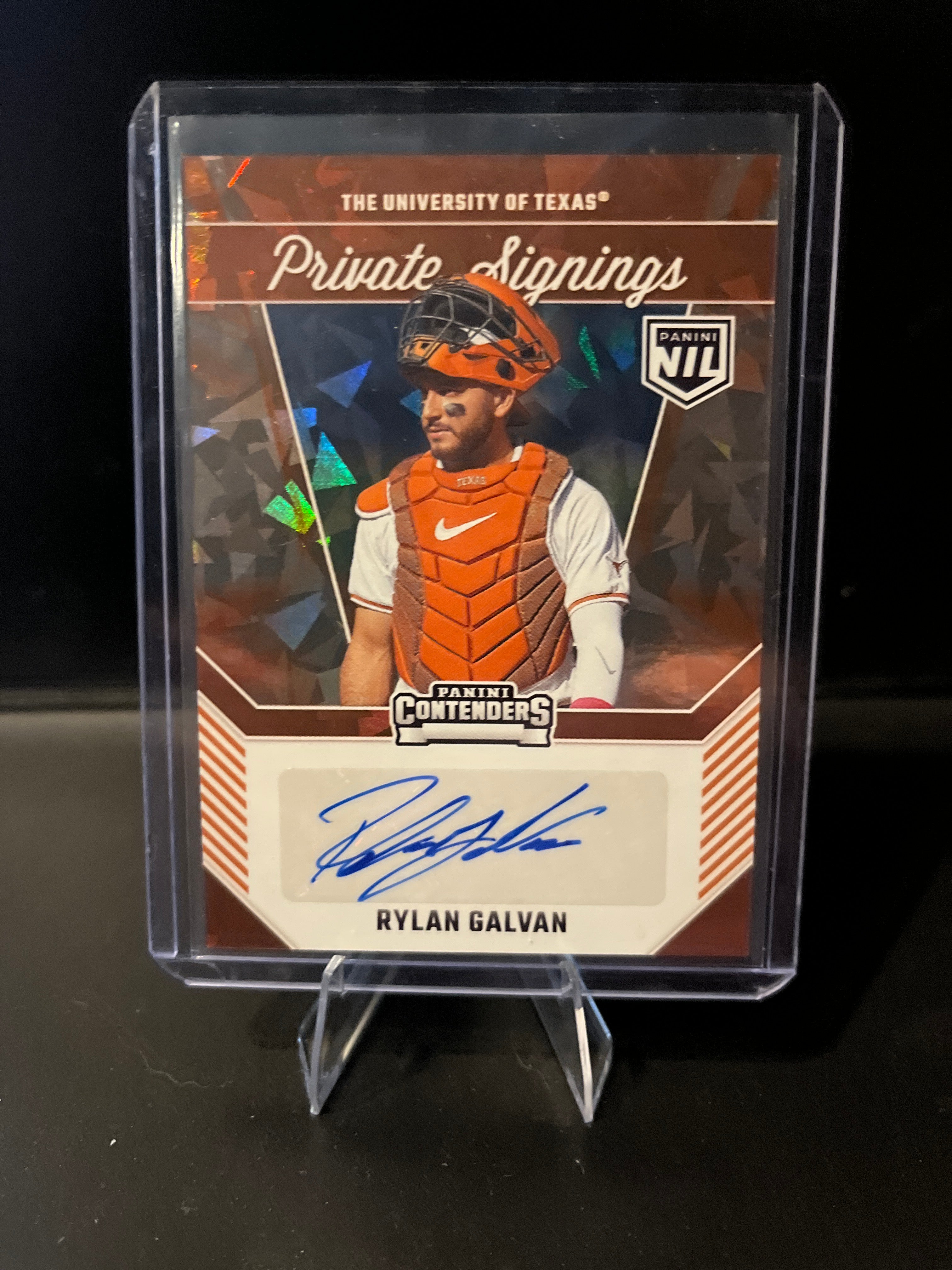 2025 Panini NIL University of Texas Rylan Galvan Private Signings Cracked Ice No. RG