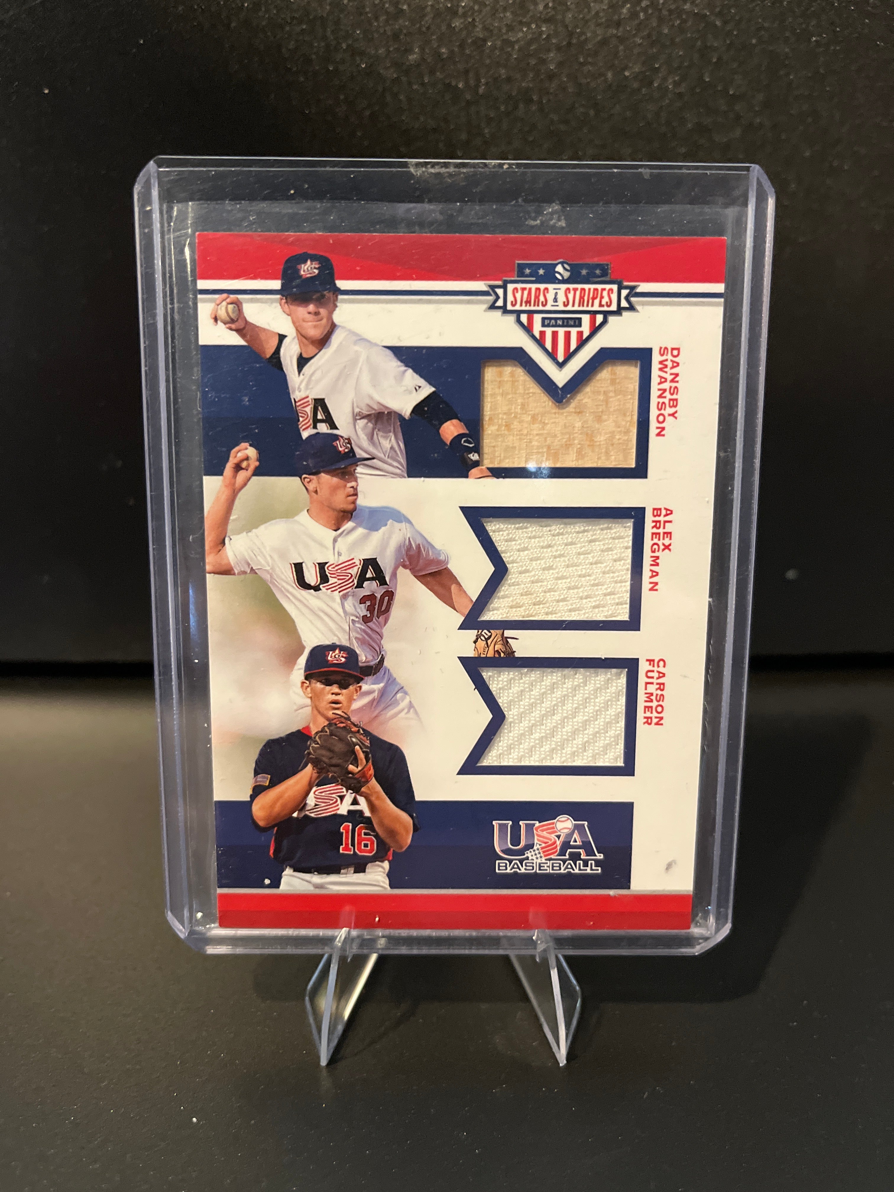 2017 USA Baseball Stars and Stripes Dansby Swanson/Alex Bregman/Carson Fulmer Games Used Relics No: 15 167/199