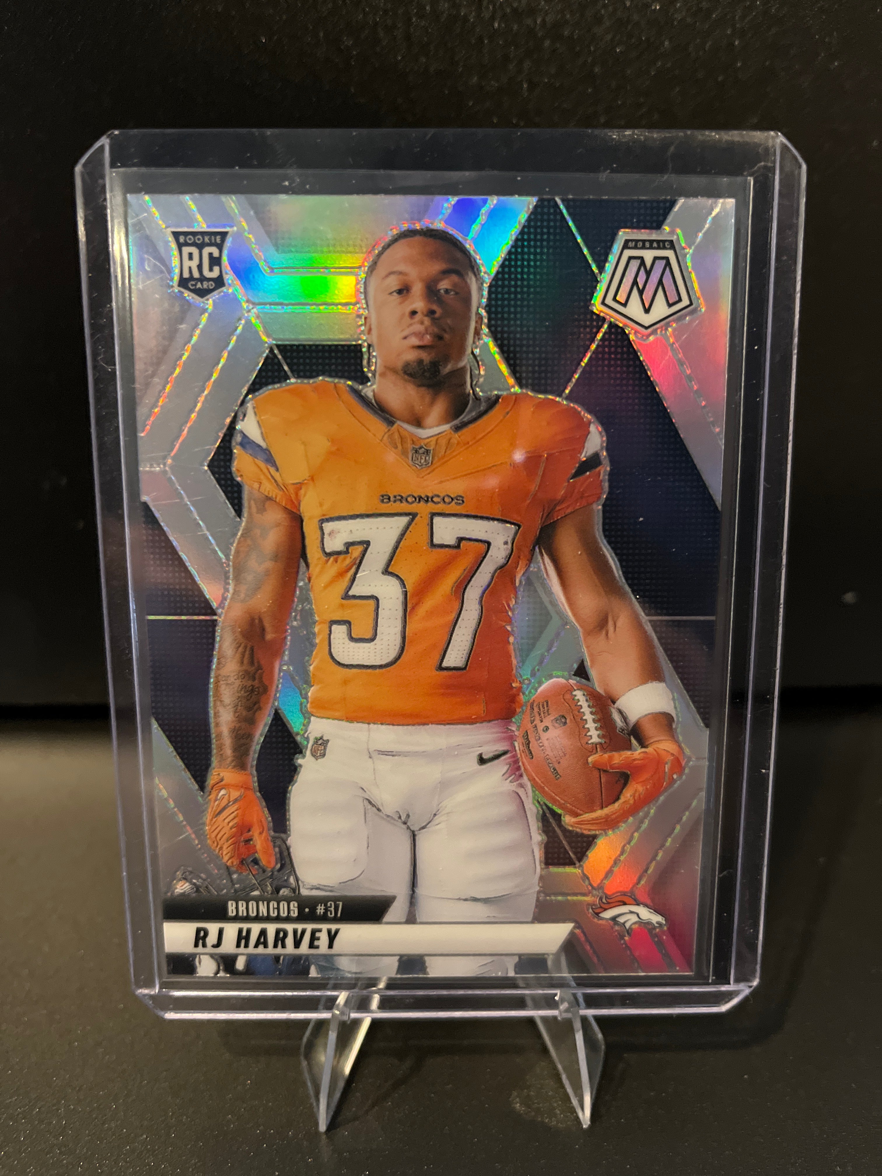 2025 Mosaic Football RJ Harvey (RC) Silver Prizm Variation No. 284