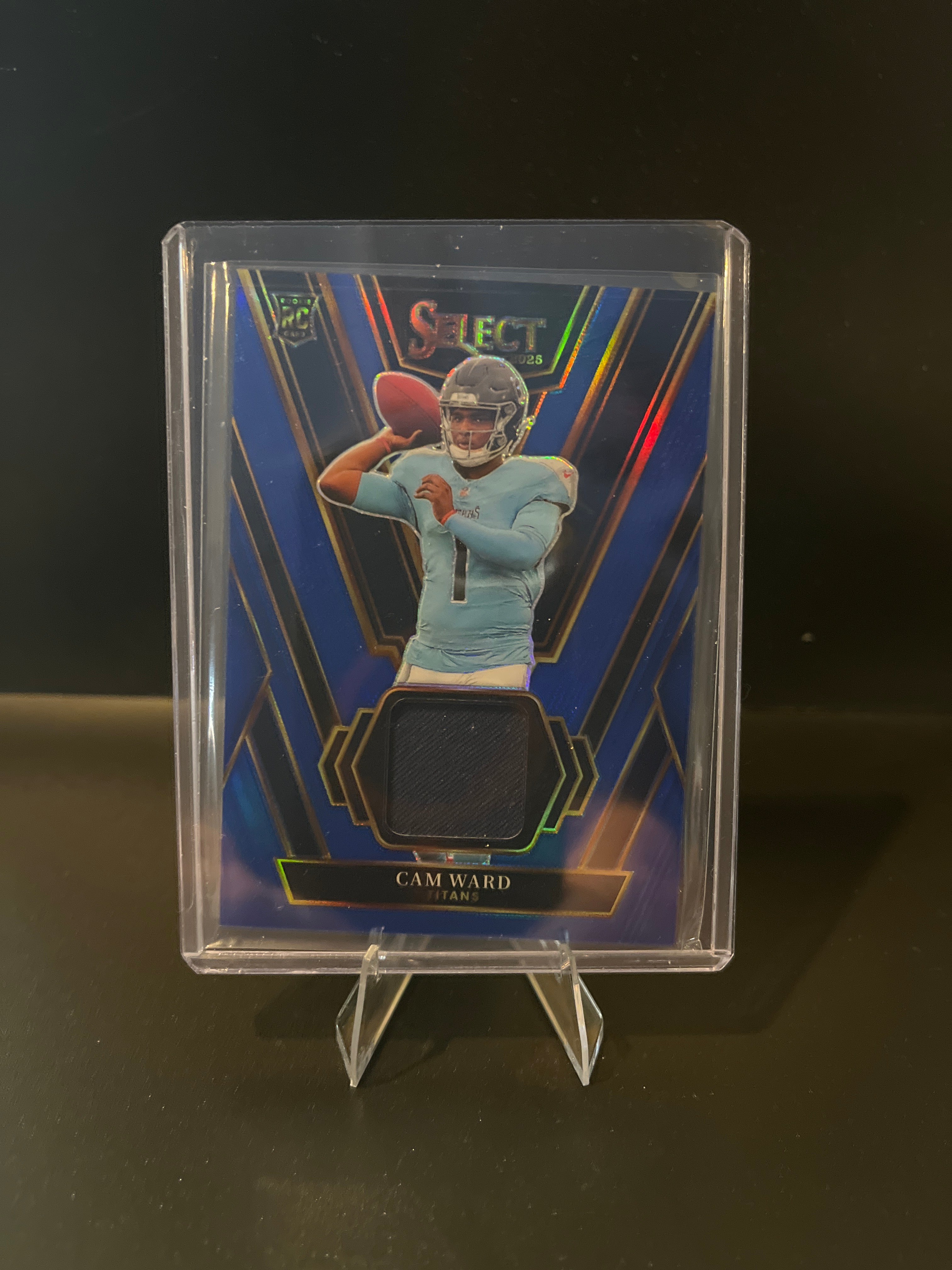 2025 Select Football Cam Ward Rookie Swatches Blue Prizm No. RSW-CWD