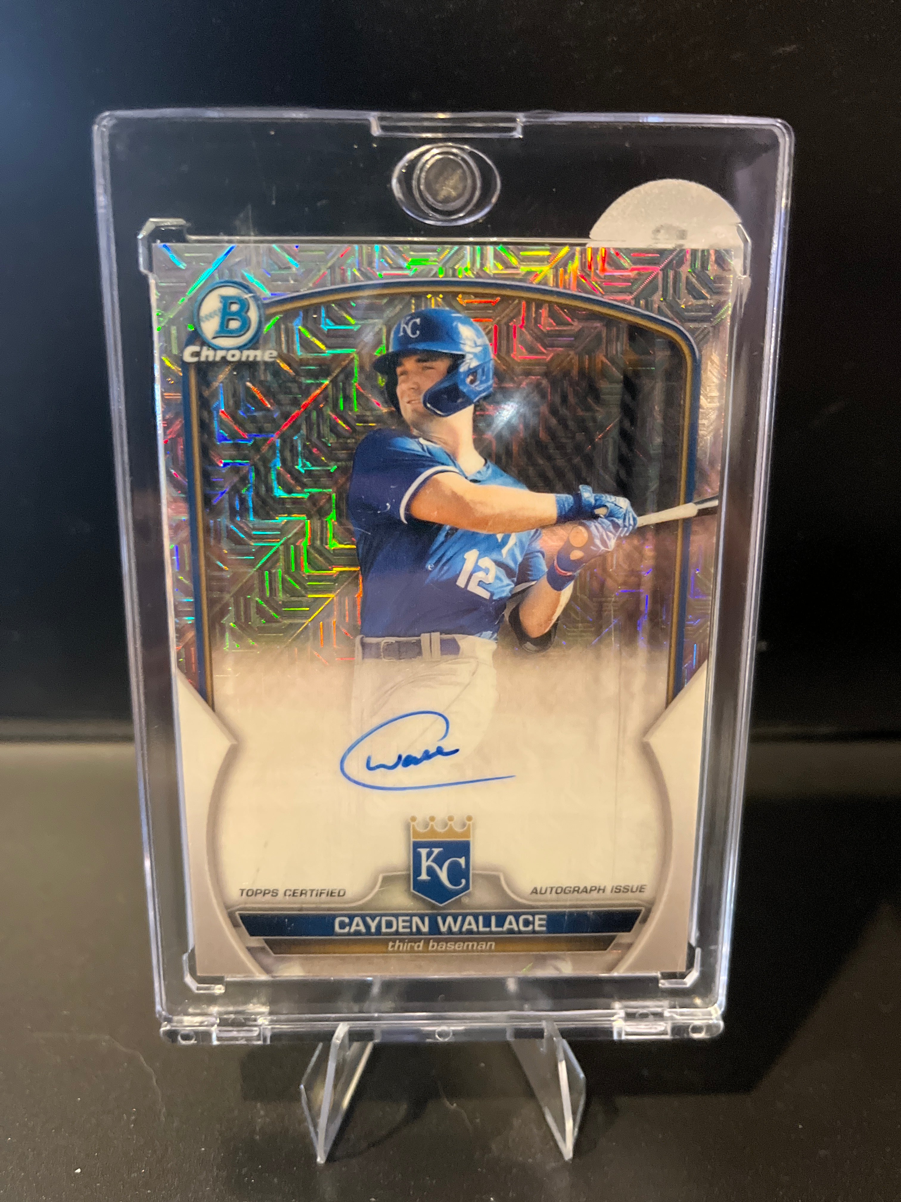 2023 Bowman Chrome Cayden Wallace Autograph Mojo Refractor No. BMA-CW