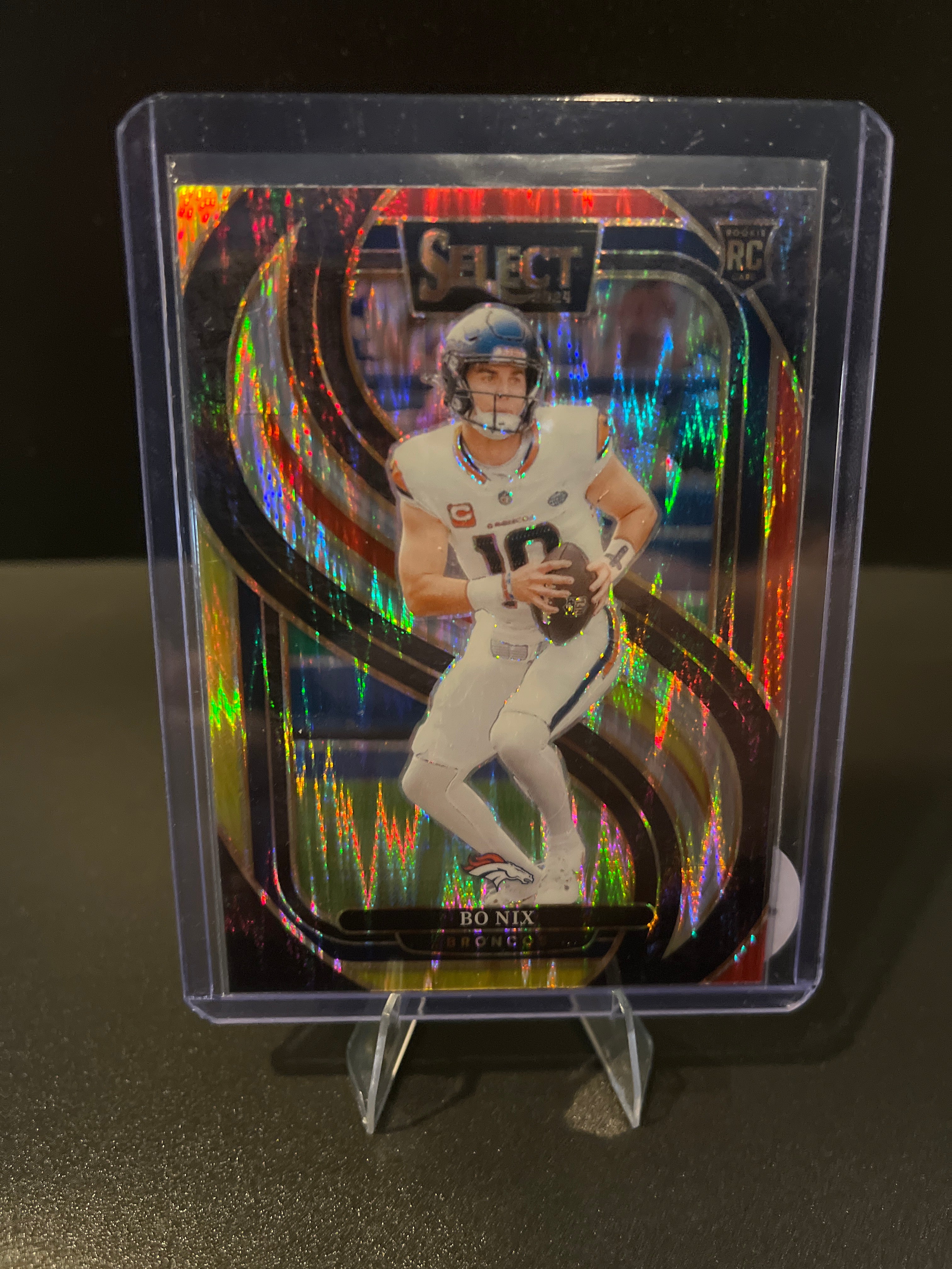 2024 Select Football Bo Nix (RC) Red and Yellow Shock Prizm No. 117