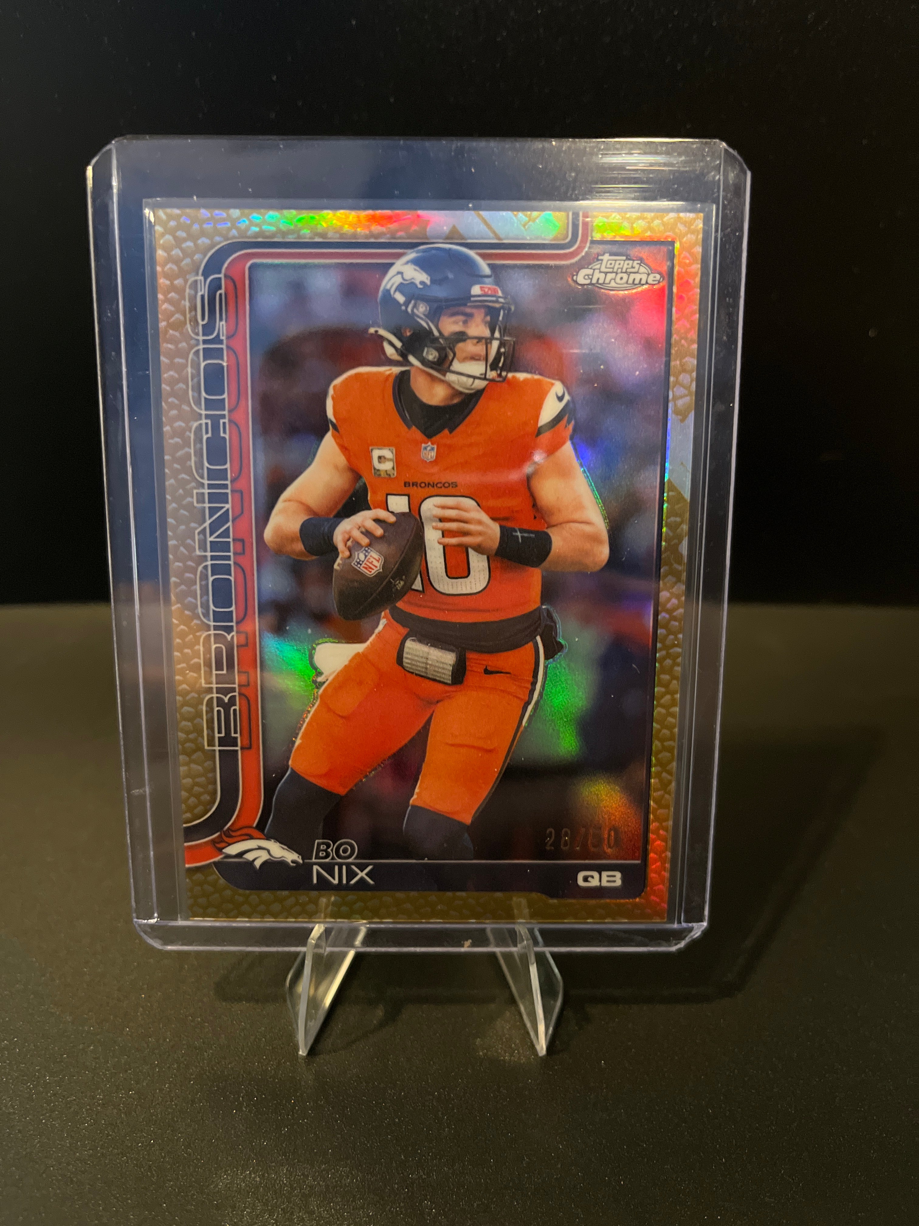2025 Topps Chrome Football Bo Nix Gold Leather No. 88 28/50