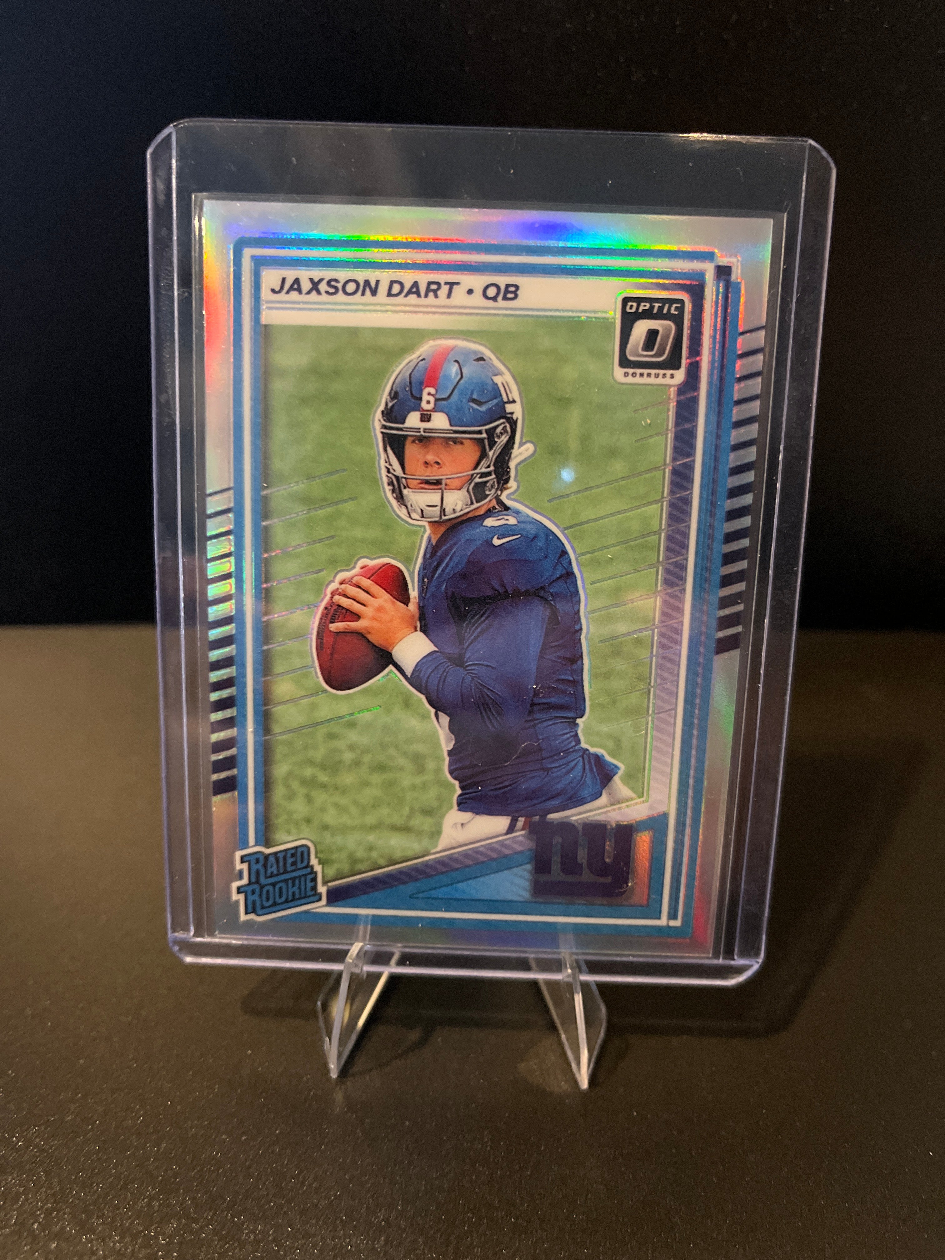 2025 Donruss Optic Football Jaxson Dart Holo Prizm Rated Rookie No. 273
