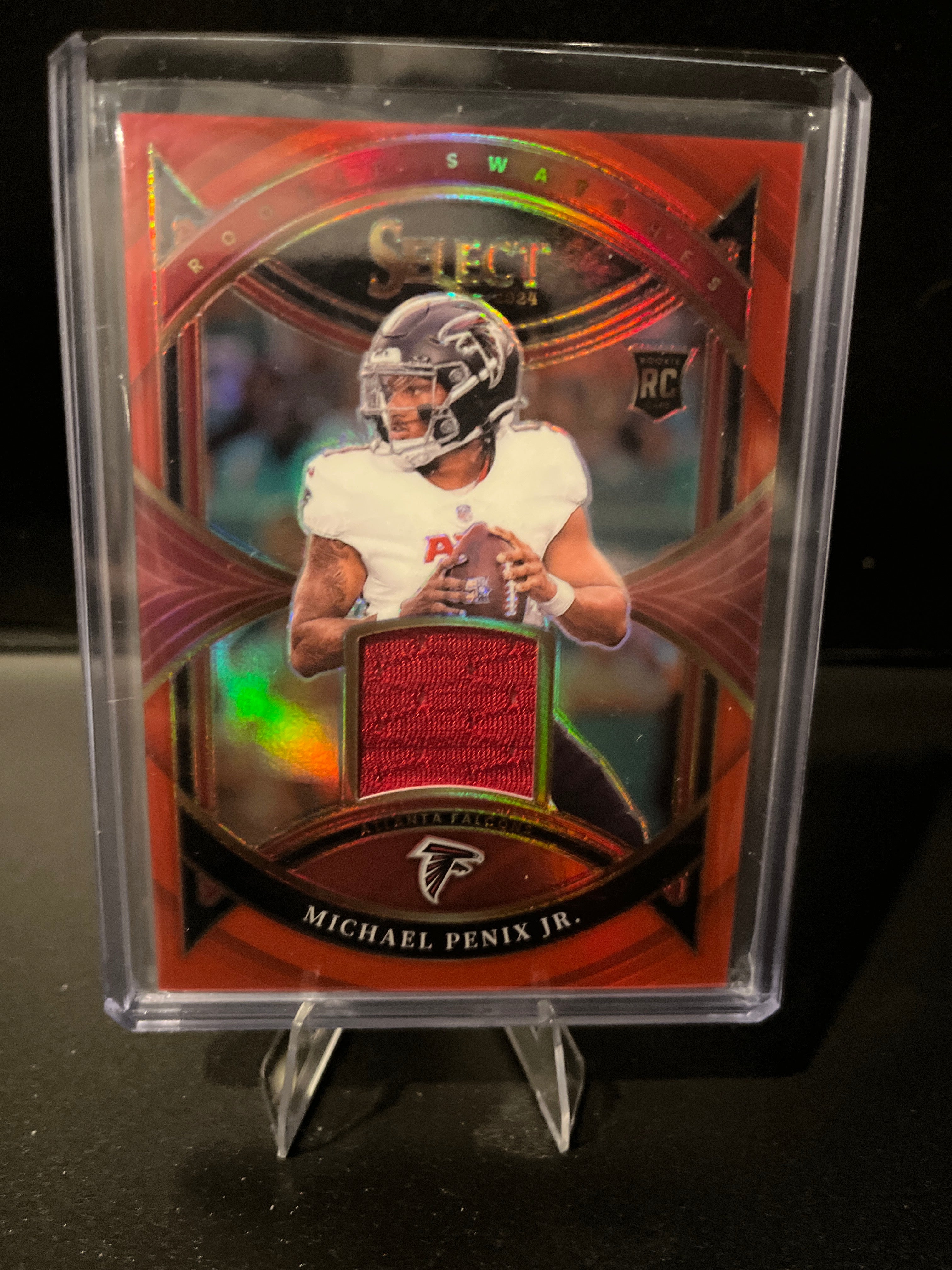 2024 Select Football Michael Penix Jr. Rookie Swatches Red Prizm No. RS-MPJ