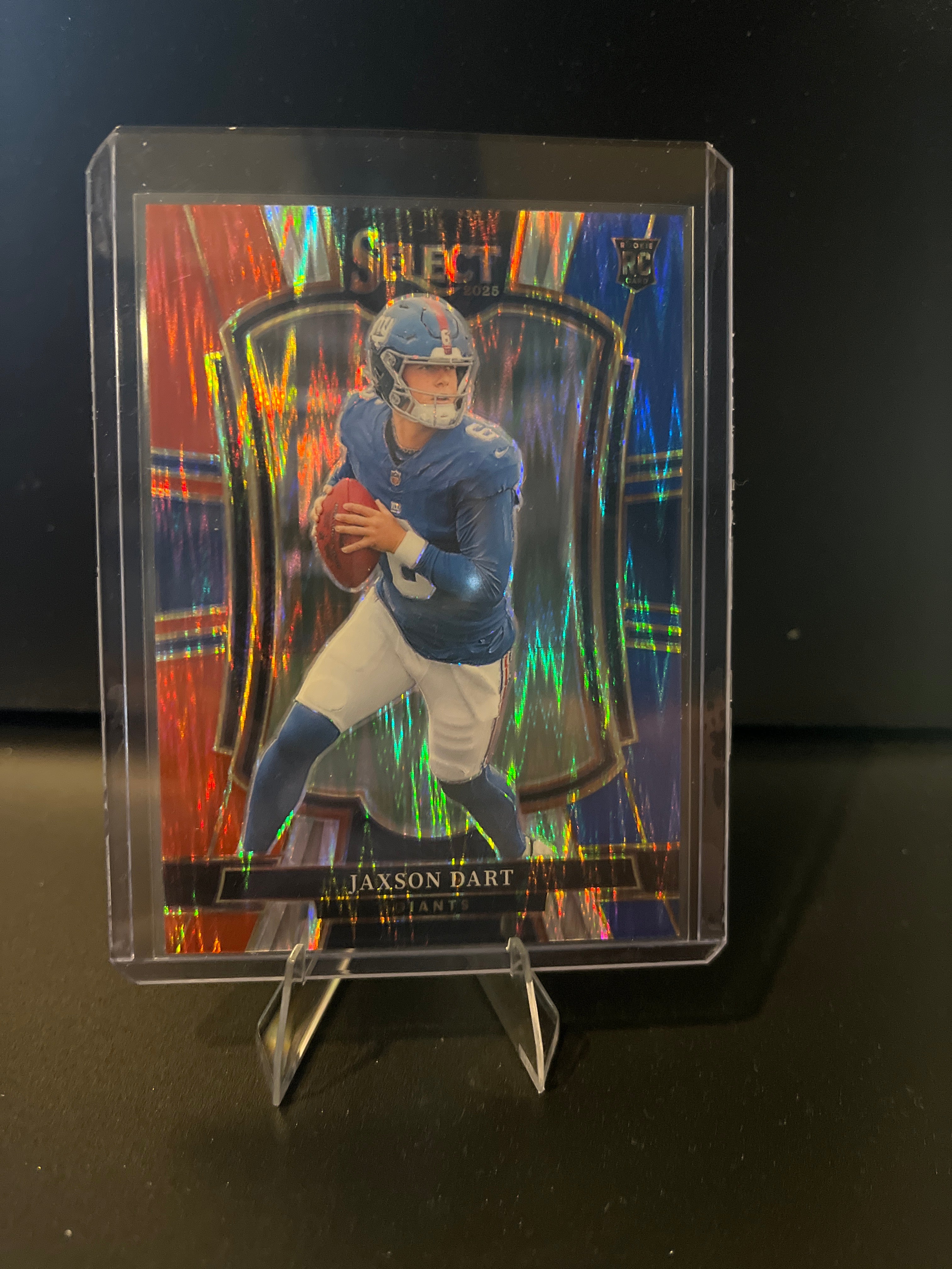 2025 Select Football Jaxson Dart (RC) Red and Blue Prizm Shock No. 193
