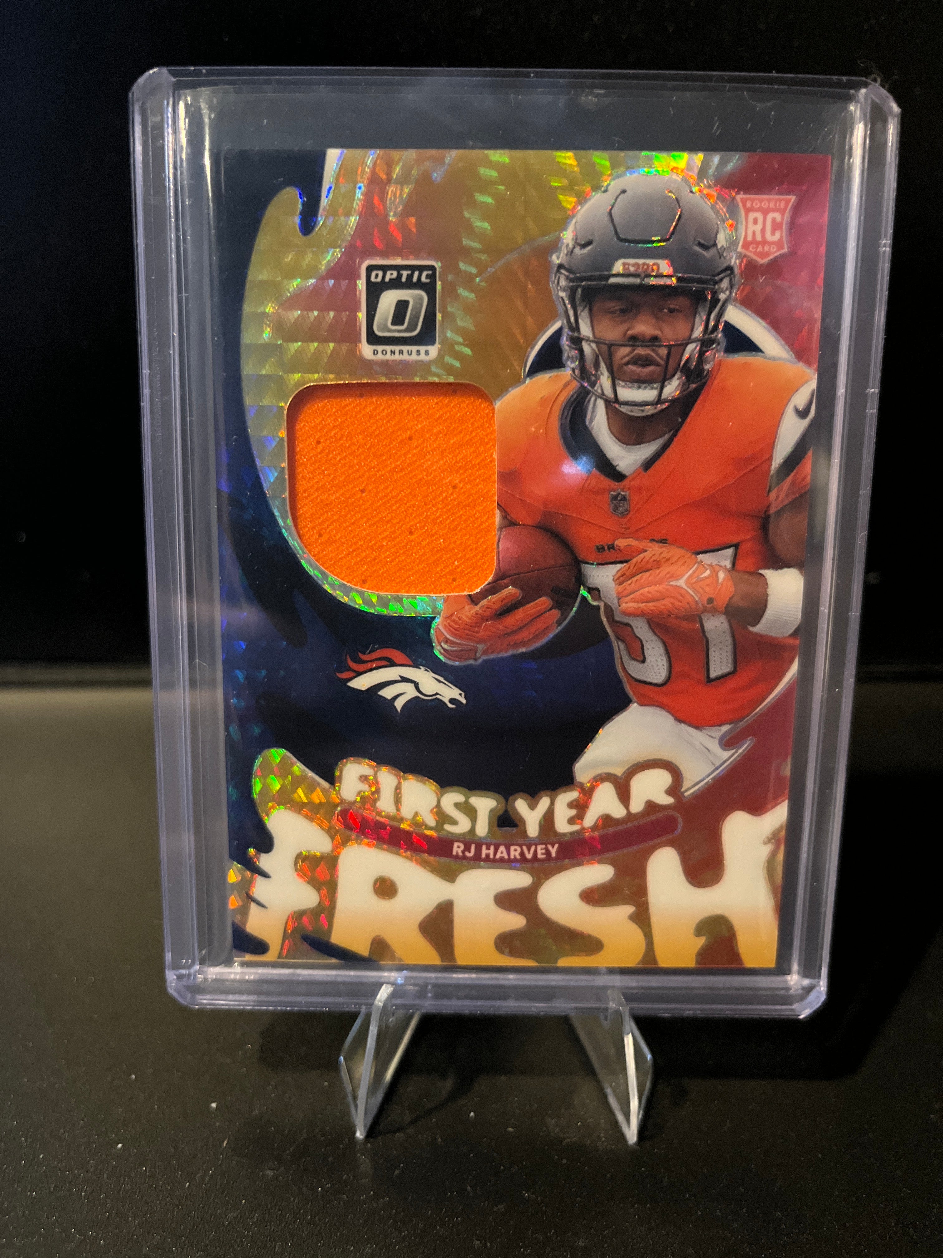 2025 Donruss Optic Football RJ Harvey First Year Fresh Hyper Prizm No. FYFBH-RHY