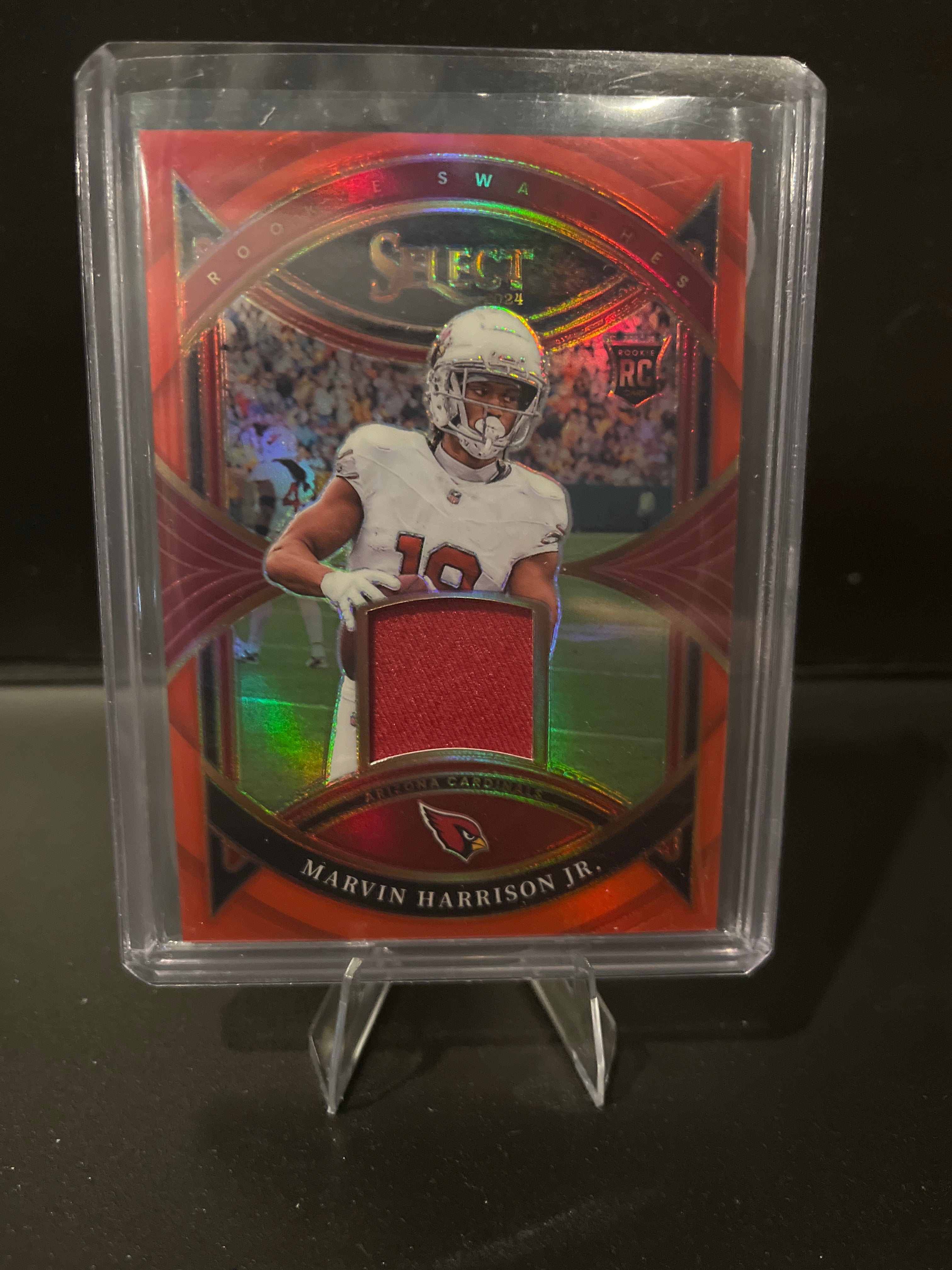 2024 Select Football Marvin Harrison Jr. Rookie Swatches Red Prizm No. RS-MHJ