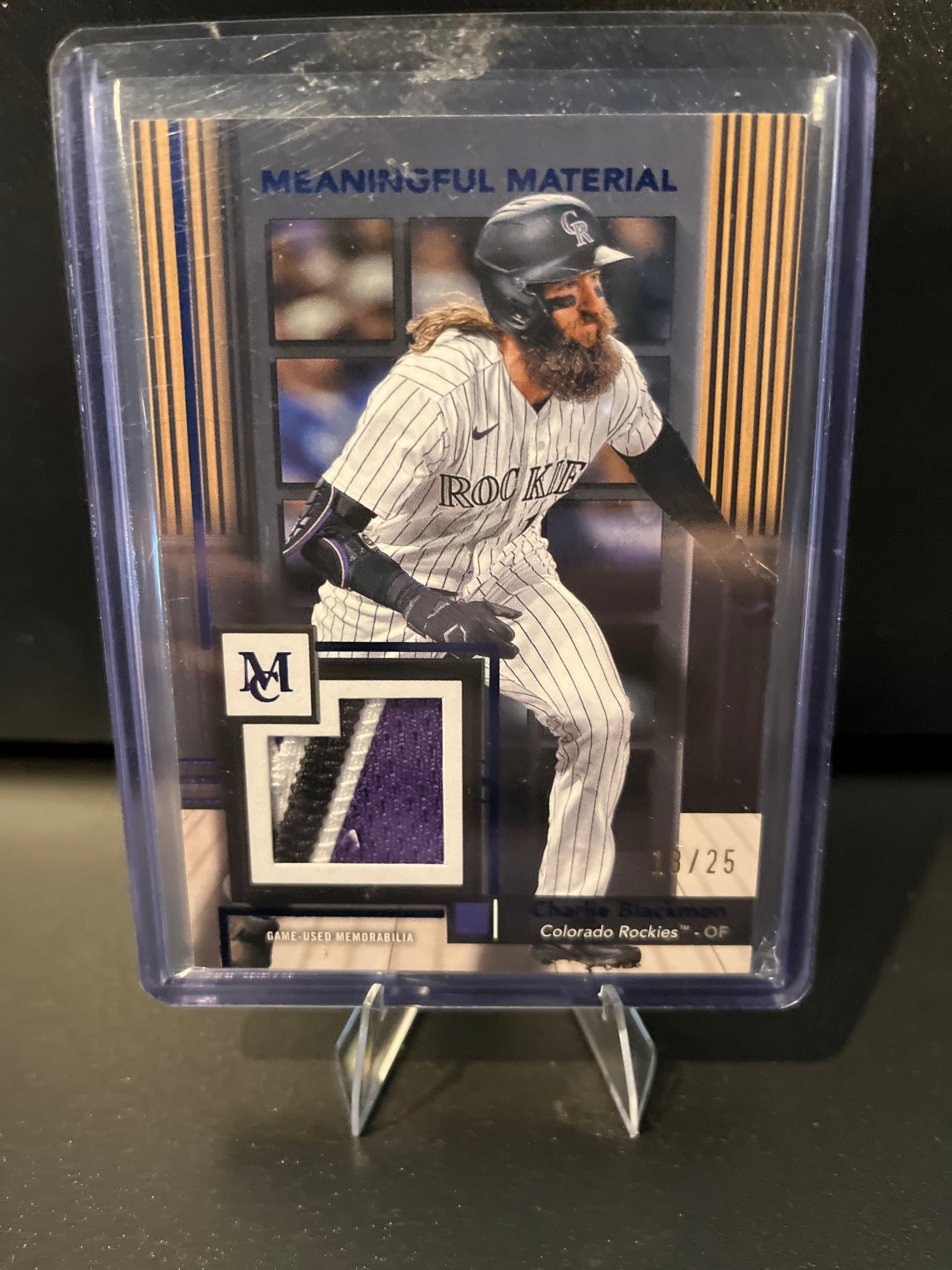 2024 Topps Charlie Blackmon Meaningful Material Gold No. MMR-CBL 18/25
