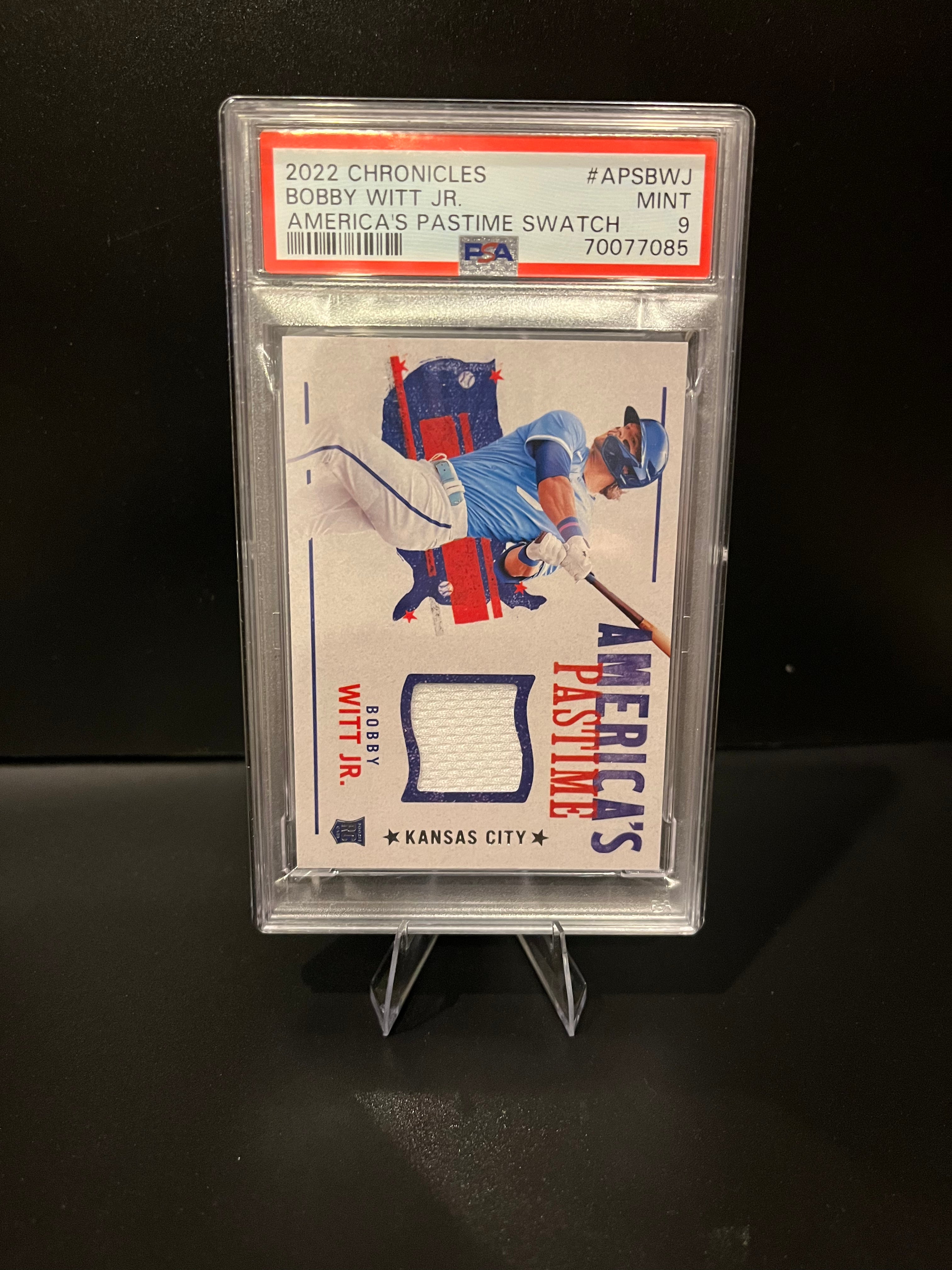 Bobby Witt Jr. 2022 Chronicles America’s Pastime Swatch PSA 9